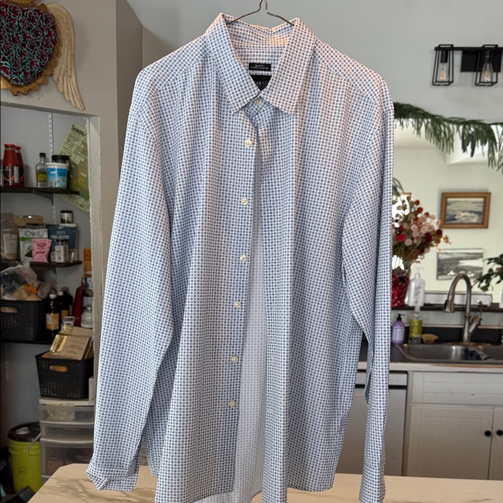 Kenneth Cole Men's Blue and White Checkered Shirt